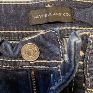 Skinny Distressed Silver Capri Jeans